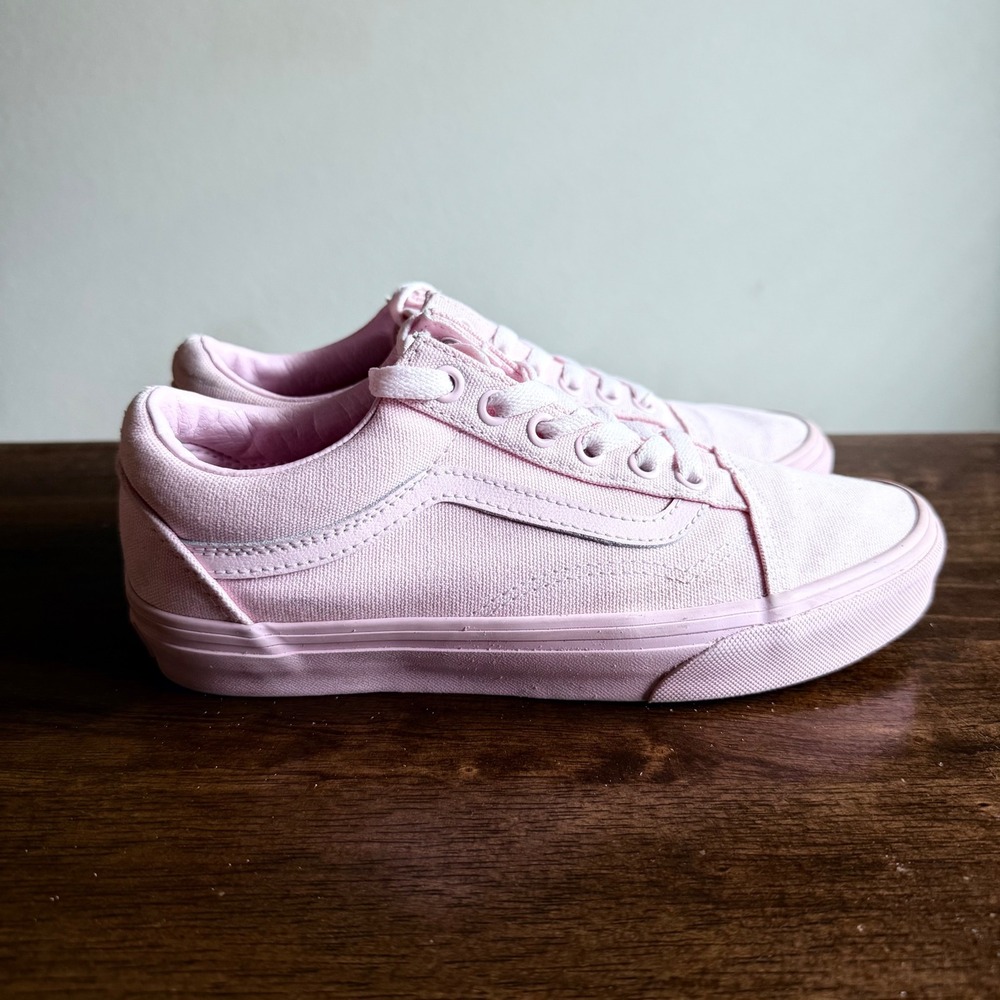 Vans Old Skool Monochromatic Pink Canvas Low Top Skate Shoes Womens 7.5
